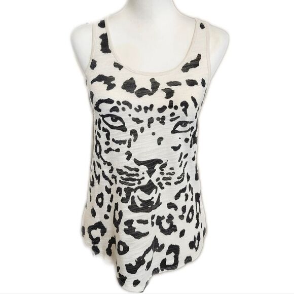 5/$55 Maurice's white tank with black animal print - Small - Picture 1 of 3